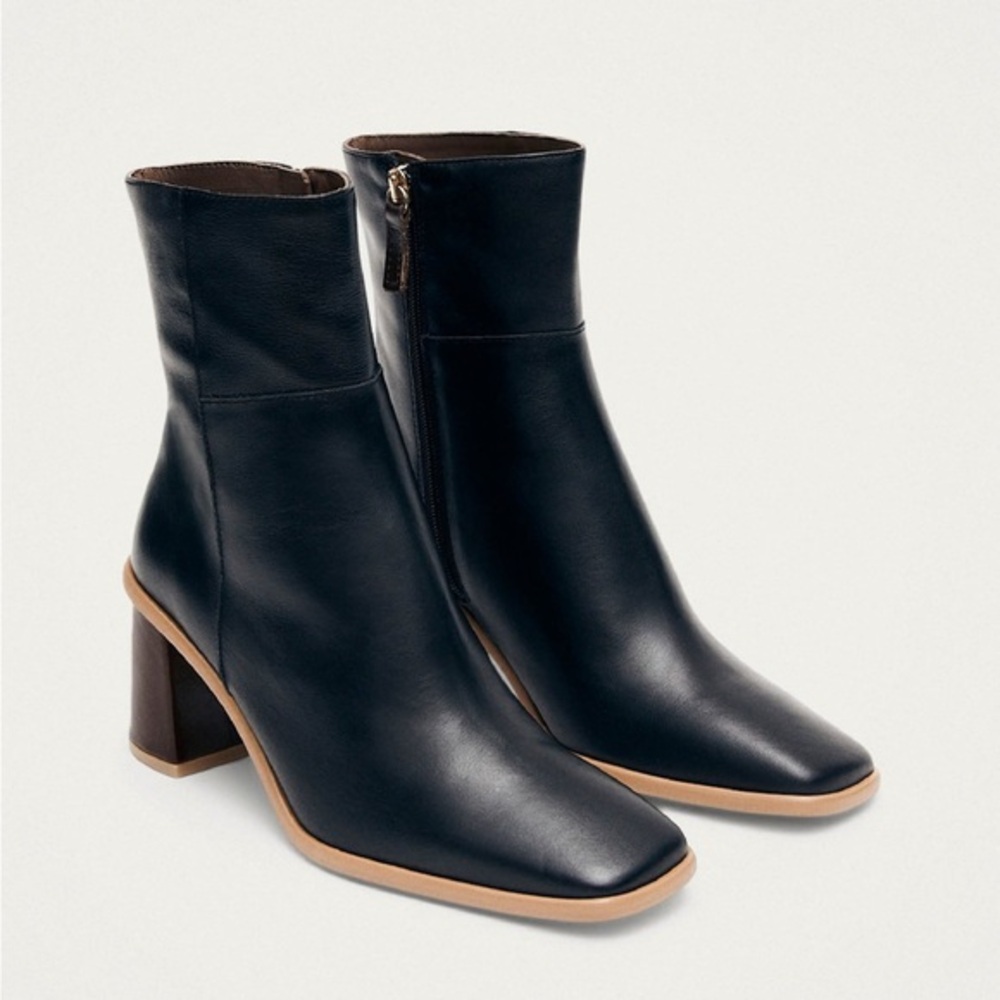 Alohas West Cape Boot Black Leather Square Toe Ankle Boots Size 40